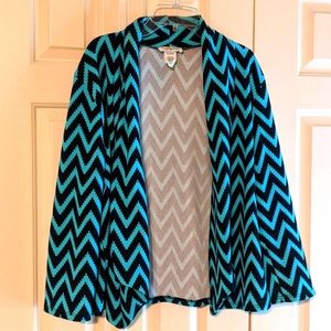 Zigzag stripe boutique teal navy chevron blazer XL